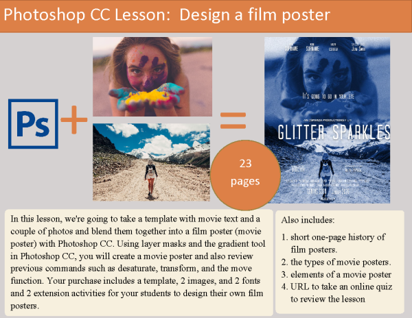 Lesson 30: Photoshop CC Lesson: Design a film poster - a step-by-step no prep lesson