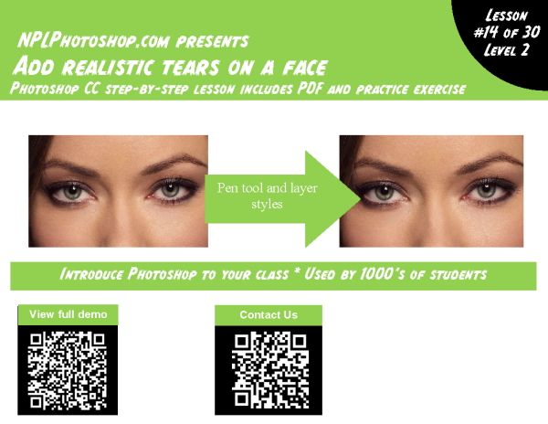 Lesson 14: Add realistic tears on a face using Photoshop CC
