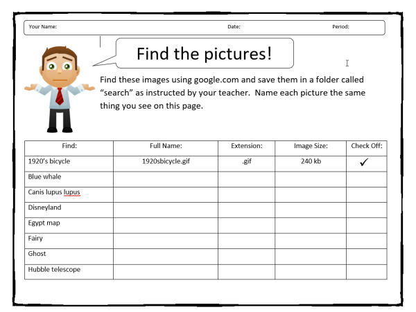 Free Online Image Search Sheet
